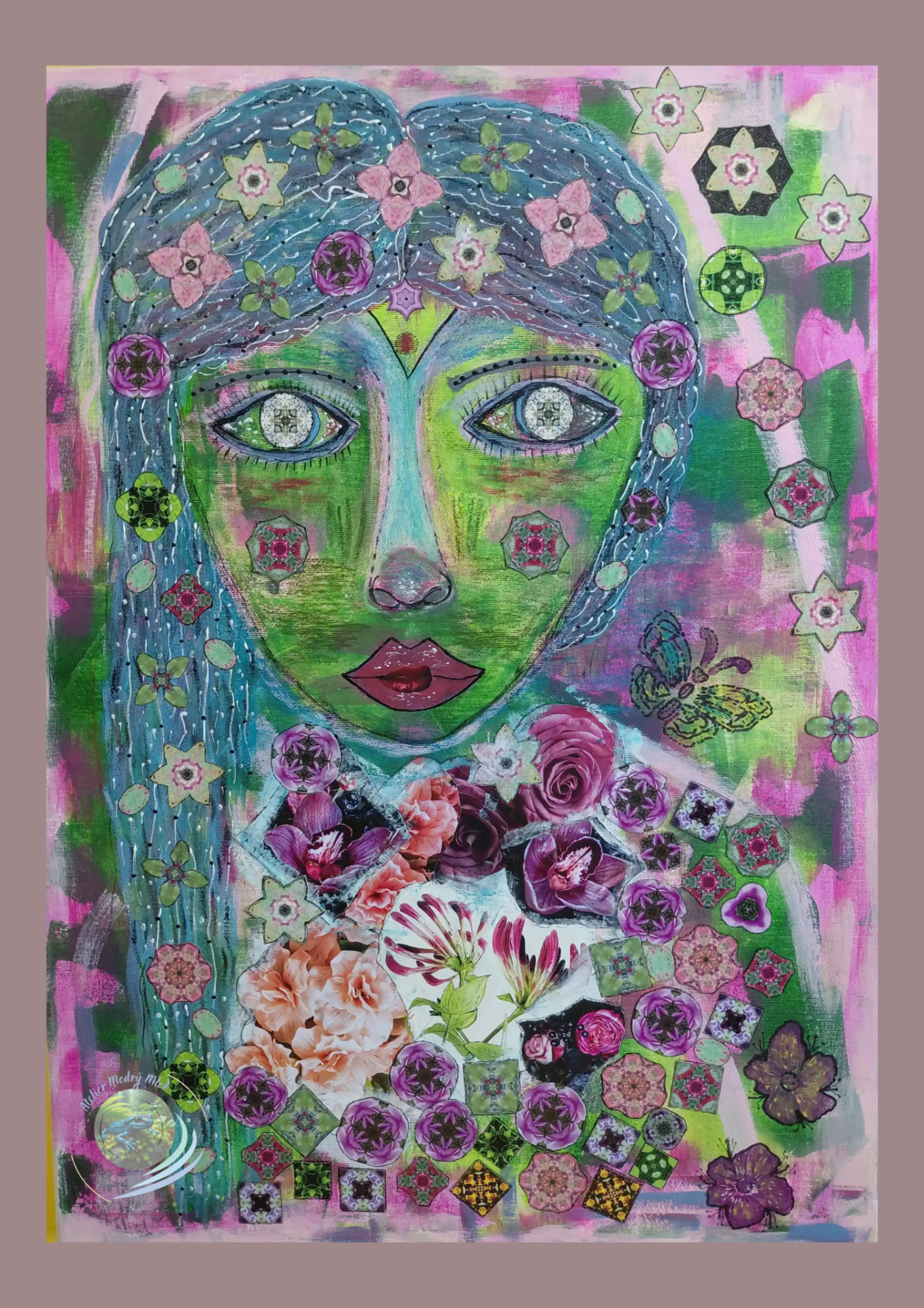 V HLUBINĚ DUŠE, akryl + mixmedia na plátně, 50 x 70 cm. Originál, neprodejné.