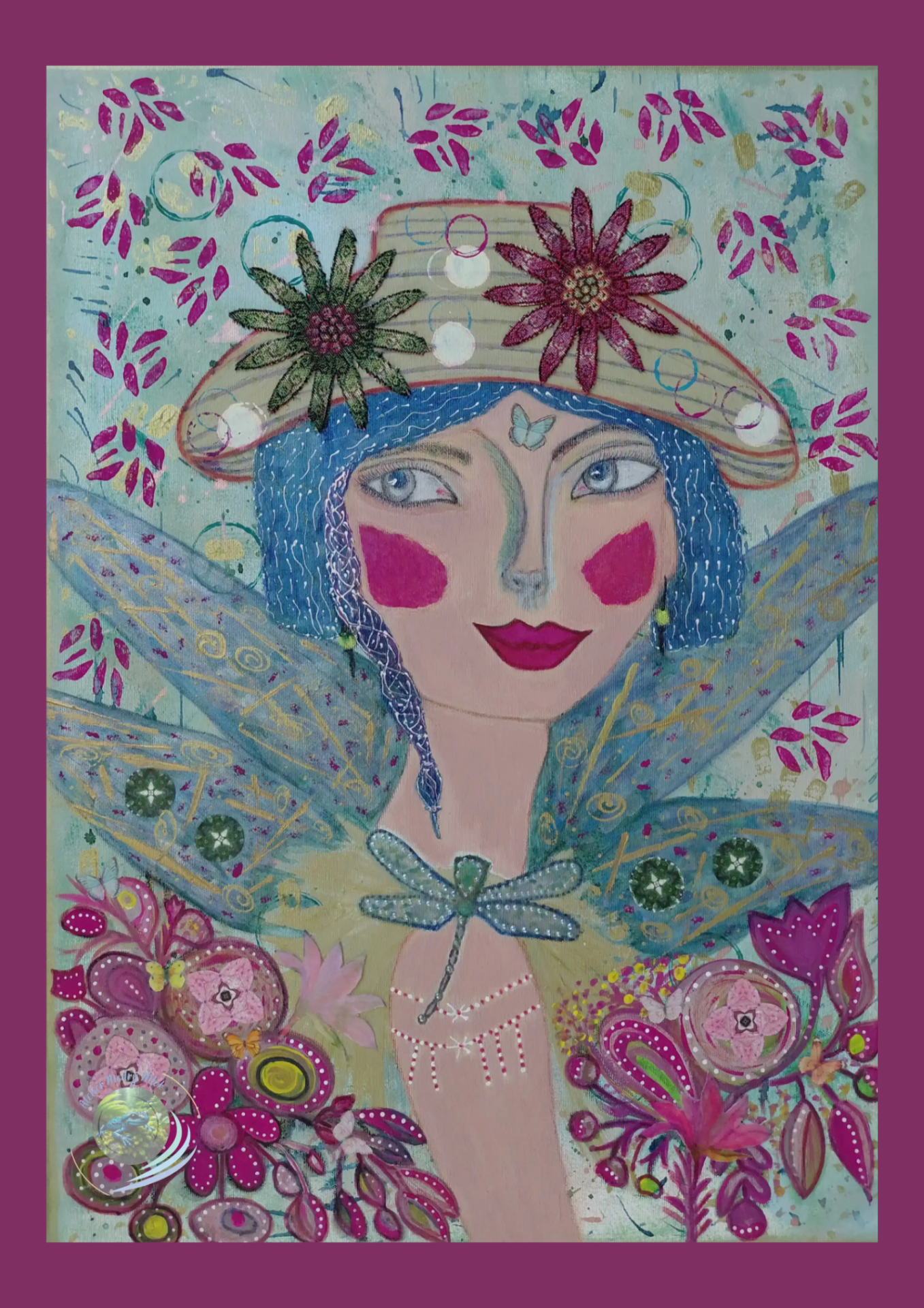 MADAME VÁŽKA, akryl + mixmedia na plátně, 50 x 70 cm, originál, neprodejné.