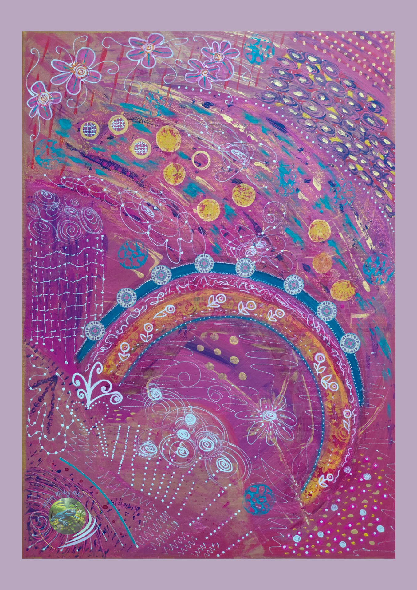 ŽHAVÁ SEZÓNA, akryl + mixmedia na plátně. 50 x 70 cm, originál. Na prodej 
